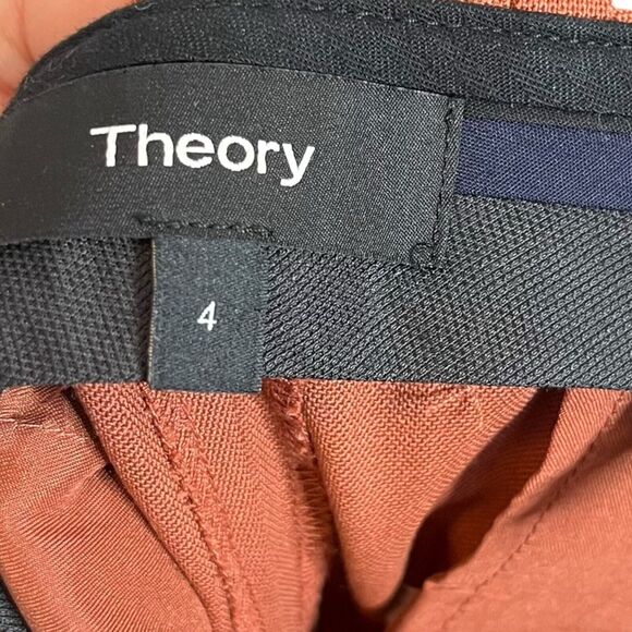 Theory Hartsdale Contour Wool Trousers Rust Women’s Size 4 Cropped Career - Picture 10 of 12